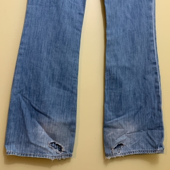 575 Denim Blue Denim Bootcut Distressed Ripped Frayed Low-rise 5 Pocket Jeans 28 - Picture 16 of 17